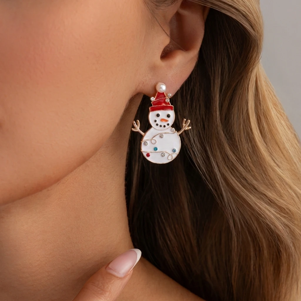 Neues Design Strass Schneeflocken-Ohrhänger für Frauen Glänzende Kristall-Zirkon-Lebkuchen-Ohrringe Charms Neujahrs-Schmuckgeschenke – Detail 4