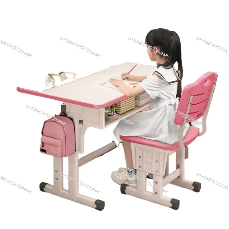 New Ergonomic Children's Learning Desk with Bookshelf Home Furniture Height Adjustable Kids Study Table and Chair Set for Child