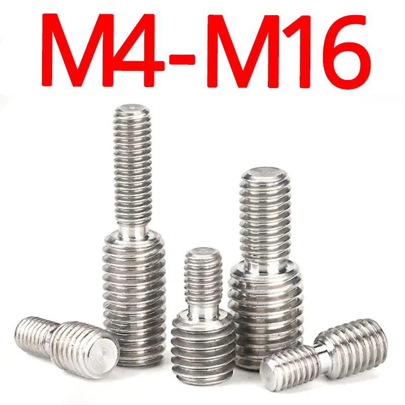 Tornillos reductores de acero inoxidable 304, convertidor de tornillo sin cabeza de doble punta, M4, M5, M8, M10, M12, M16