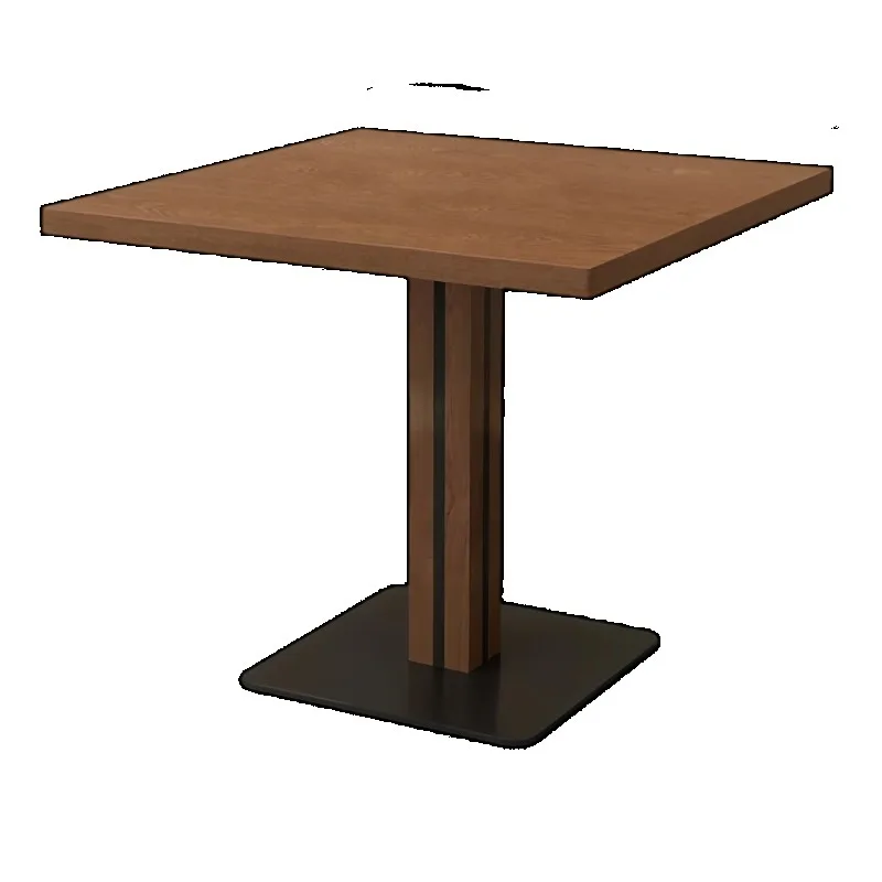 Commercial Square Restaurant Dining Table with Wood Top and Metal Base for Cafe, Bistro, Hotel Use
