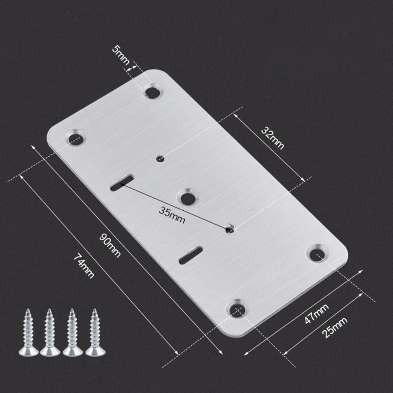 D5BE Stainless Steel Cupboard Cabinet Hinge Repair Fixing Plates with Reinforced Structure for Enhanced Stability and Safety
