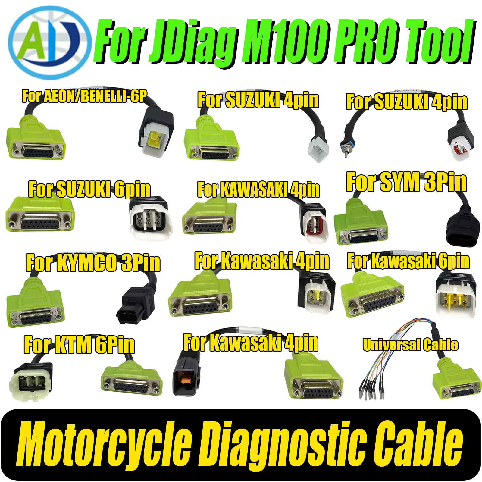 EFI Inspection Cable For JDiag M100 PRO Locomotive Diagnostic Tool Connector For Kawasaki Suzuki KTM KYMCO SYM BENELLI Adapter