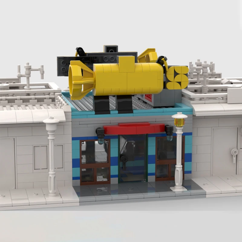 

Модульная обеденная игрушка MOC Walk Through Sub Shopes, 733 шт., с деталями интерьера | Модель DIY, строительные блоки, подарок на день рождения