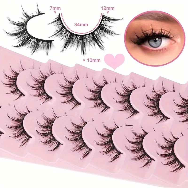 7 pairs of comic eyelashes - natural appearance, 3D stereoscopic, thick, fluffy, spiky, anime and role-playing eyelashes