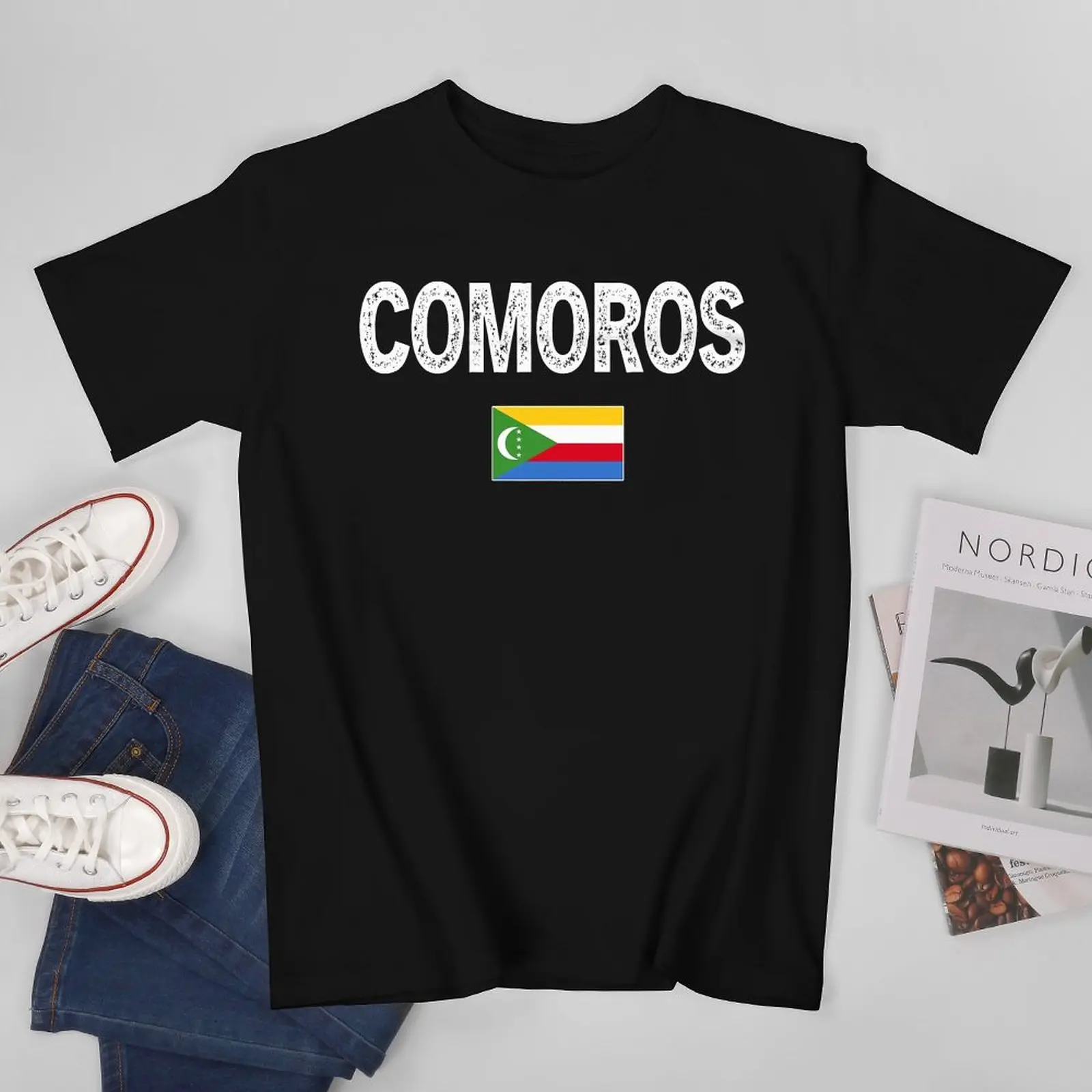 More Design Comoros Flag Men Tshirt Tees T-Shirt O-neck T Shirts Women Boys Clothing 100% Cotton