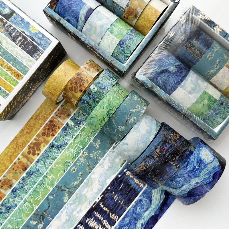 8 rollen Van Gogh Washi Tape PET Journaling Materiaal Masking Tape DIY Dagboek Decoratie Scrapbooking Benodigdheden Washi Tape