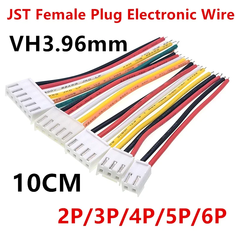 

10Pcs 22AWG VH3.96 Cable JST VH 3.96mm Single-end Female Housing Plug Electronic Wire Connector 10CM 20 30 2/3/4/5/6/7/8/9/10Pin