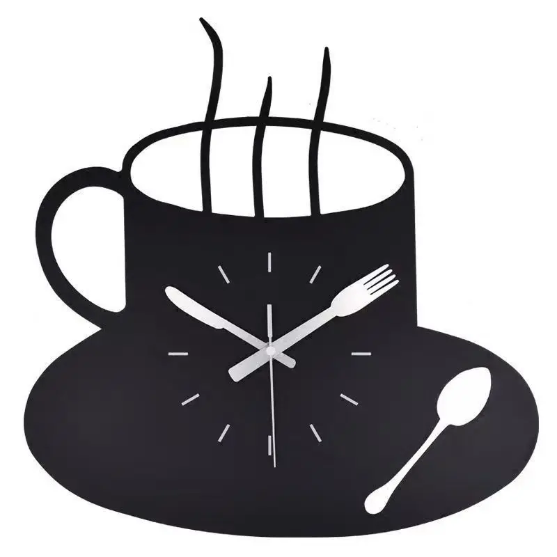 

48cm Coffee cup wall clock Personality creative art cartoon clock network red atmosphere Nordic living room Restaurant hotel