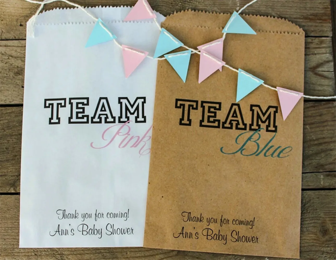 

50 Favor Bags - Baby Shower Treat Bags - Team Pink and Team Blue Favor Bags - Gender Reveal Party - Boy or Girl Party - Pink or