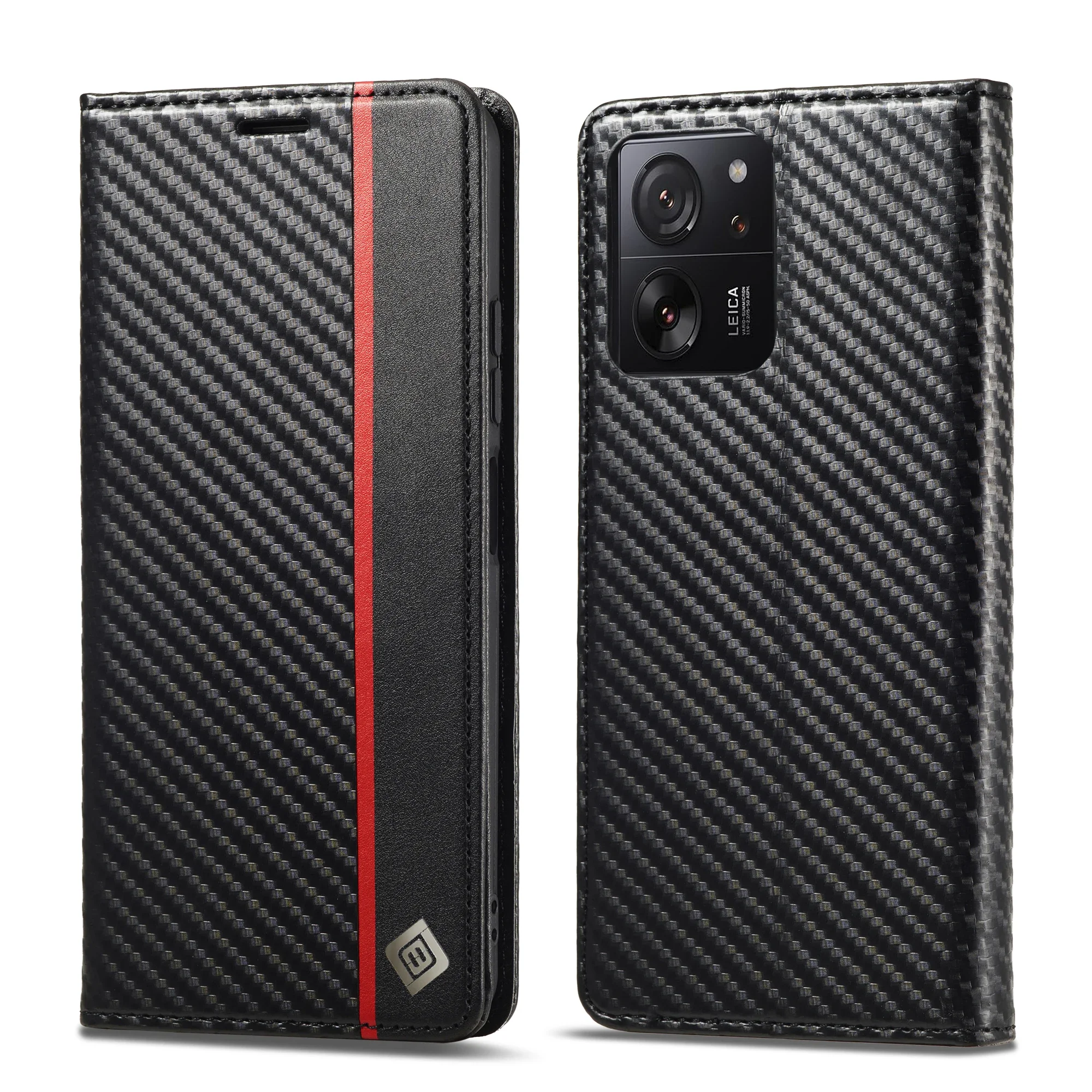 Carbon Fiber Leather Case for Xiaomi Mi 13T 12T 11T Pro Poco X5 Business Flip Card Slot Wallet Cover For Redmi Note 13 12 11S