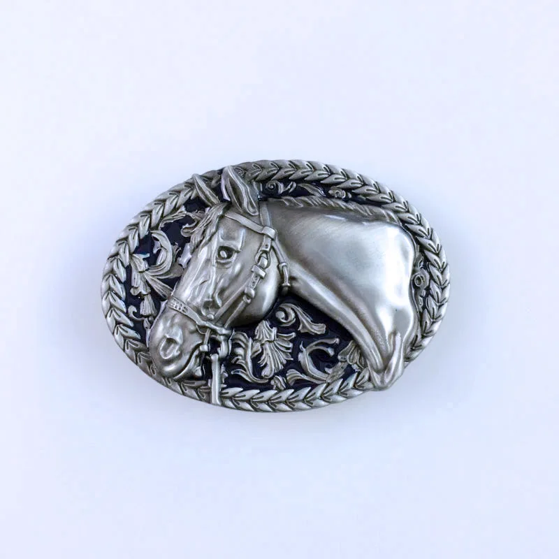 Oval Vintage Style Western Horse Cowboy Belt Buckle also Stock in US BUCKLE-WT051 Free Shipping