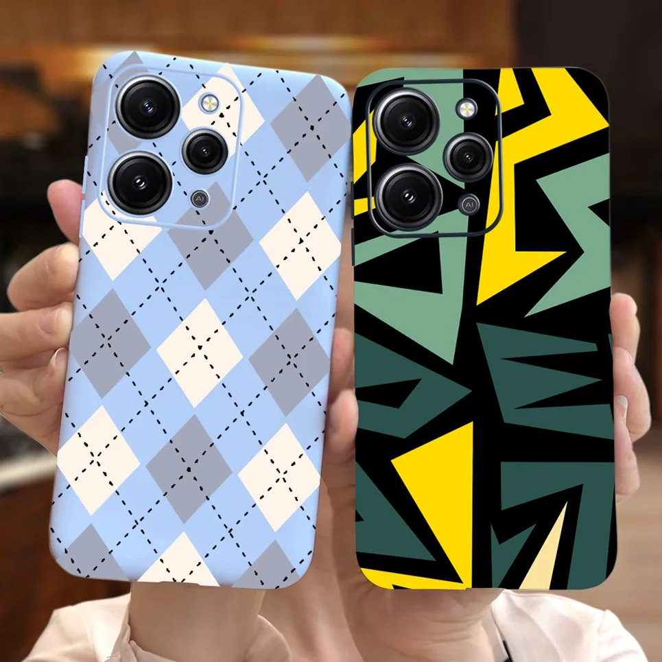 For Xiaomi Redmi 12 Case Candy Color Block Jelly Fashion Pattern For Xiomi Redmi12 Anti-knock Coque Funda On Redmi 12 Soft Etui