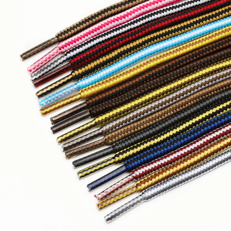 1 Pair 18 Color Shoes Round Shoe Laces Striped Double Color Fashion Shoelaces Outdoor Hiking And Leisure Sports Shoelace