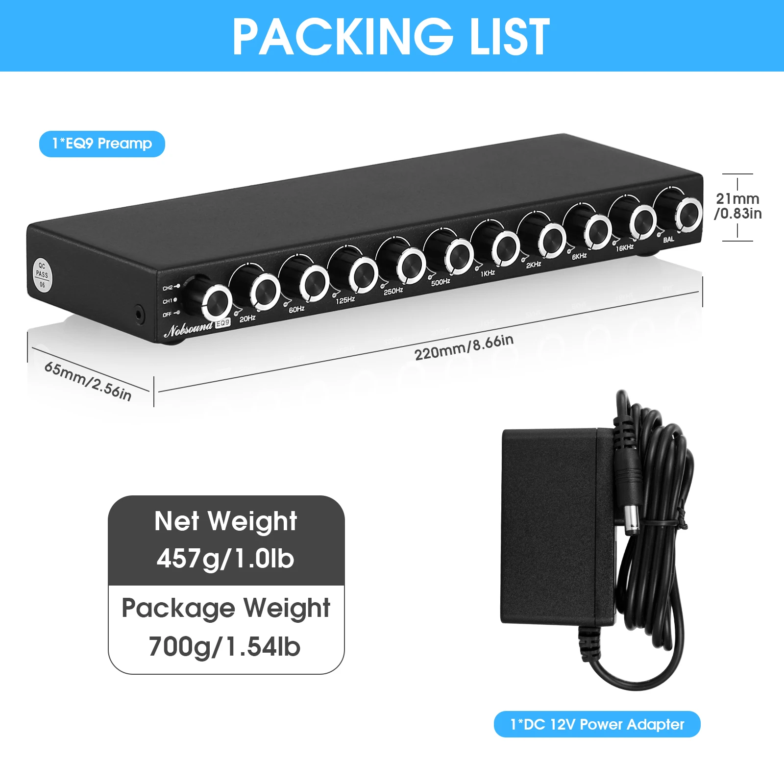 Hifi eq9 9-Band Stereo EQ Vorverstärker Analog Vorverstärker Equalizer Audio-Prozessor für Zuhause/Auto – Detail 7