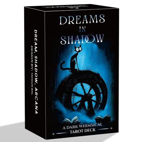 78 Original Tarot Cards Set, Dreams in Shadow Tarot, with Paper Guidebook, Dark Whimsical, Tarot for Beginners, 12*7cm, 14+