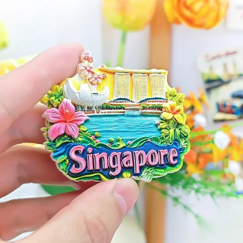 Singapore Fridge Stickers Golden Sand Hotel Travel Souvenirs Merlion Fridge Magnets Home Decoration Birthday Gifts