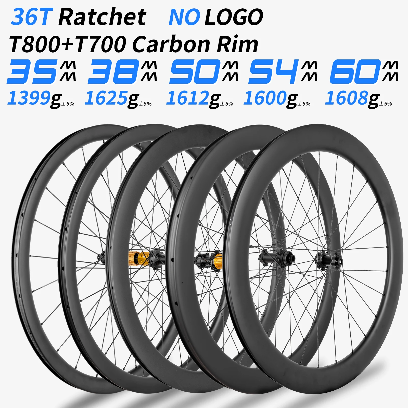 

Карбоновые шоссейные колеса 35мм 38мм 50мм 54мм 60мм, 36T Ratchet HG/XDR, дисковые тормоза, 100x12 142x12, бескамерные, без логотипа, комплект шоссейных карбоновых колес