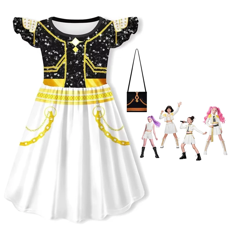 

2PCS Kids K-Pop Zoey Costume Fancy Dress Cosplay Virtual Idol Movie Cosplay for Girls' Kids Halloween Carniva