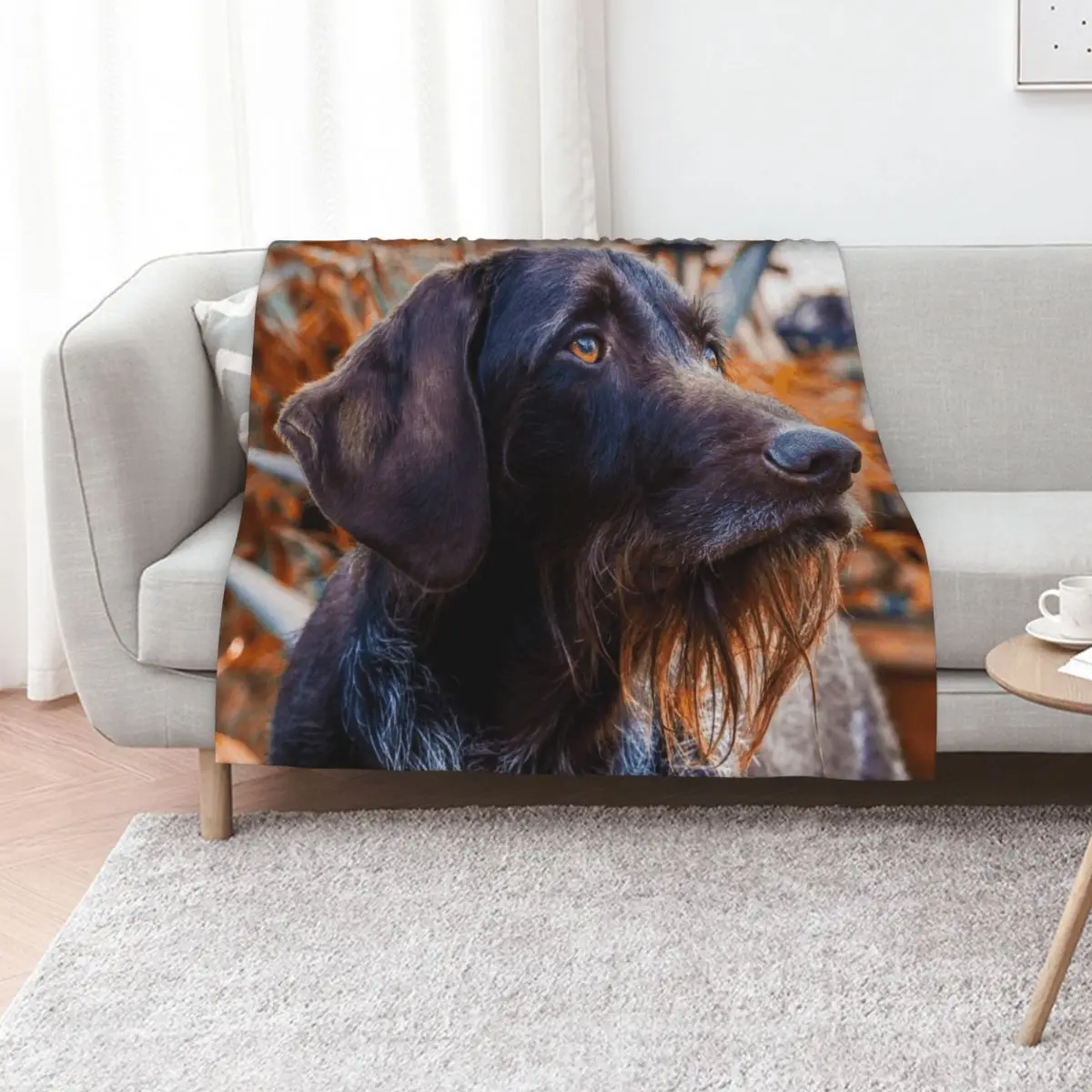 German Wirehaired Pointer Portrait Throw Blanket Sofa Throw for sofa Flannel Flannel Fabric Luxury St Loose Blankets