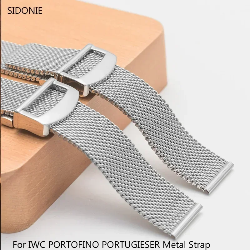 

For IWC PORTOFINO PORTUGIESER Metal Strap Watch Accessories Milanese Stainless Steel Watch Band Chain 20mm 22mm