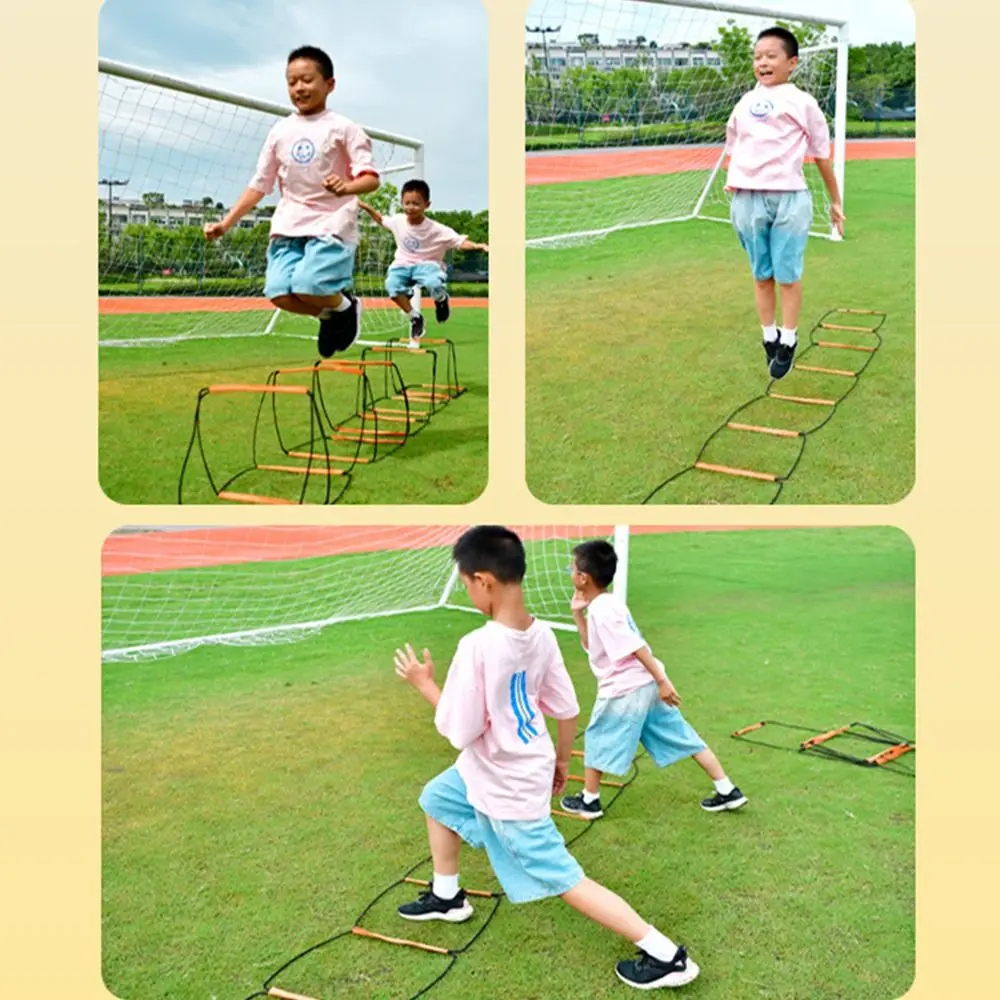 Orange Agile Ladder Instant Set-up Foldable Soccer Speed Ladder Multifunctional Carbon Steel Footwork Training Jump Ladder Kids