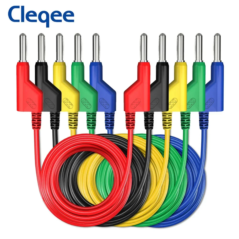 Cleqee P1036DCC 5x Random Color Dual Stackable 4MM Banana Plug  Power Test Leads 20A Multimeter Test Cable 0.5m/1m/1.5m/2m/3m/5m