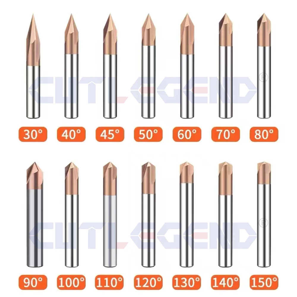 Chamfer Milling Cutter Carbide Corner Countersink Deburring Edges V Groove Router 30 40 50 60 70 80 90 100 110 120 140 150Degree