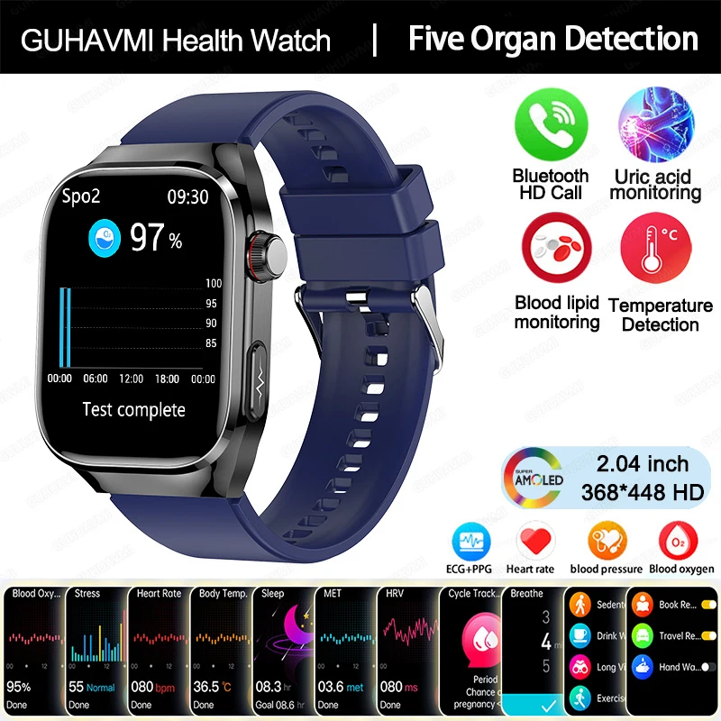 2025 Nieuwe ECG Smart Horloge Vrouwen BT Oproep Hartslag Bloedlipiden Urinezuur Gezondheid Monitor Horloges AI Voice 650 mAh Sport Smartwatch