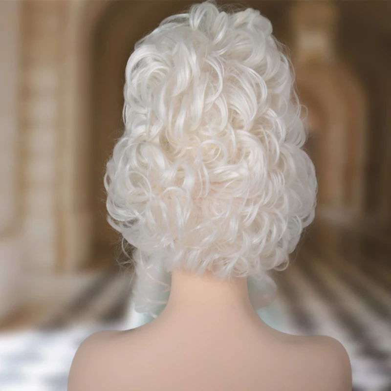 Marie Antoinette วิกผม Princess Wigs Medium Curly สังเคราะห์ทนความร้อนผมคอสเพลย์วิกผม + หมวกวิกผม