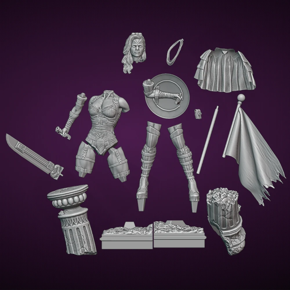 1/24 kit de modelo de impressão 3d sexy faca feminina guerreiro anime resina figura modelo kit diy estátua de redução em miniatura kit sem pintura brinquedo