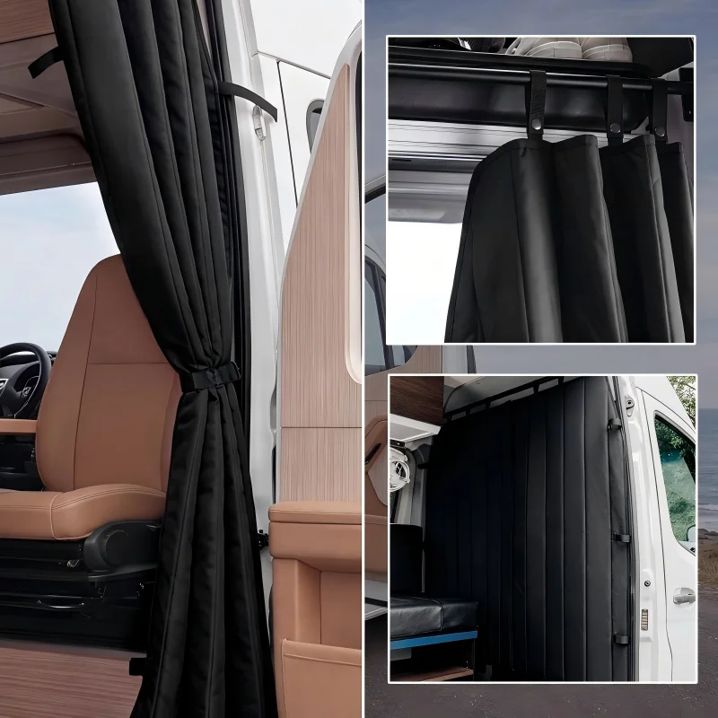 Camper Insulated Partition Curtains Privacy Heat-Insulating Blackout Curtains for RV Cabins Magnetic Closure Divider Screen