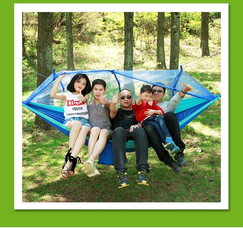 Outdoor mosquito net hammock, camping with mosquito net ultra light nylon double military green camping aerial tent