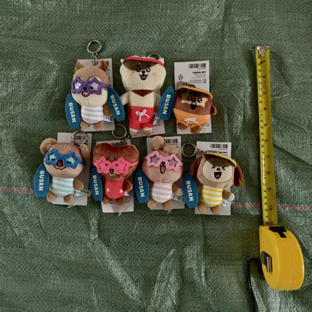 Trendy Small Animal Plush Keychain Summer Beach Series Bag Hanging Pendant Gift for Girls