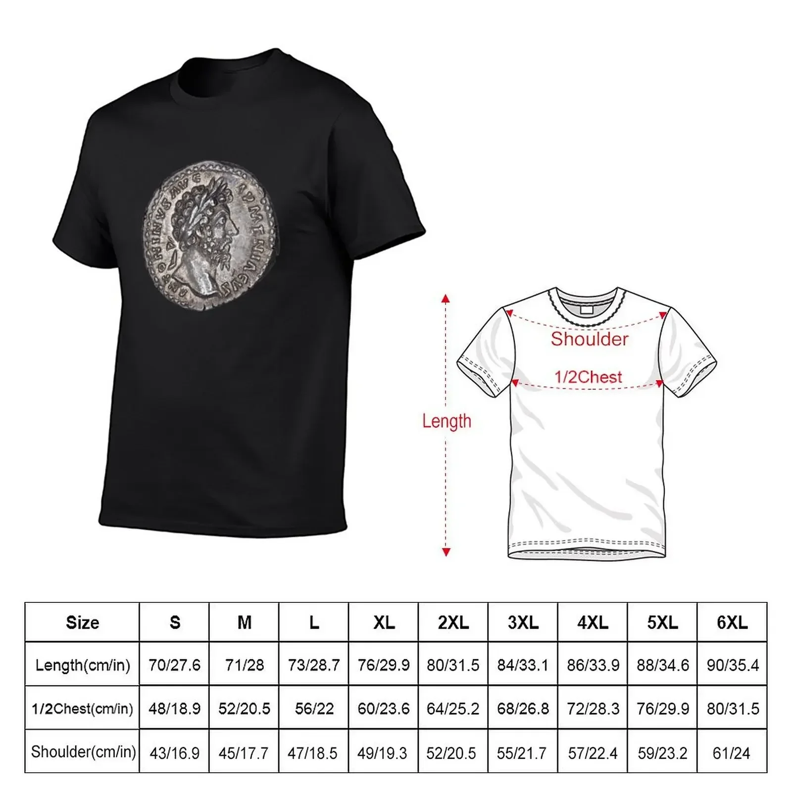 Roman Emperor Marcus Aurelius denarius portrait, 164 AD T-Shirt blanks basketball graphic tees t shirts men