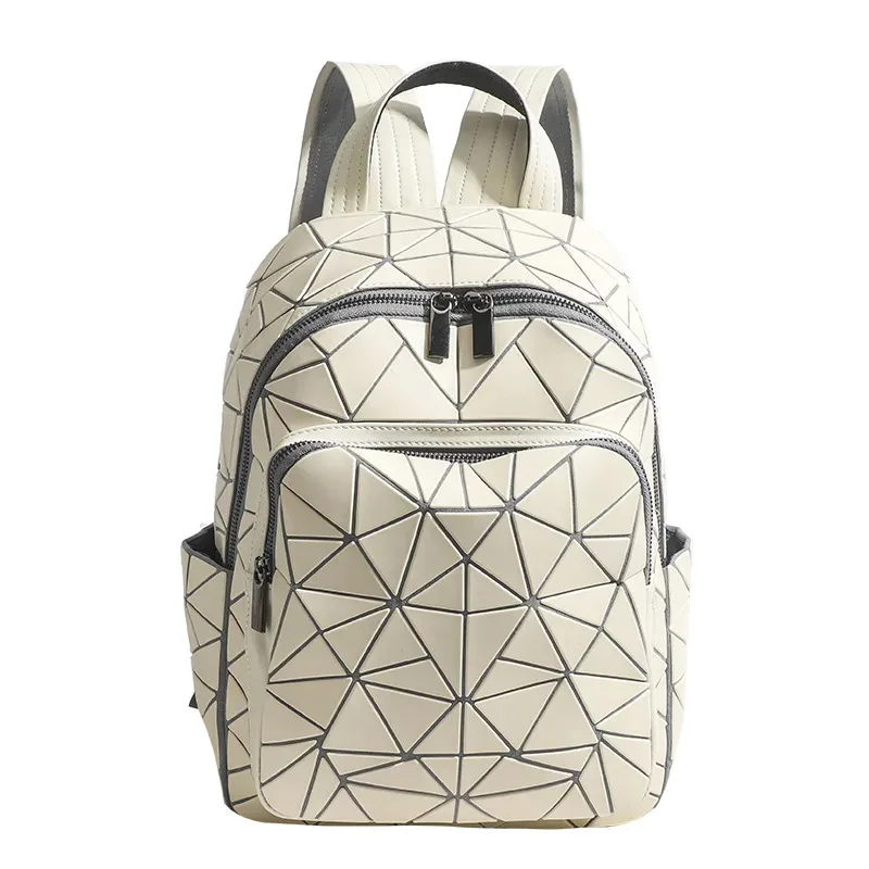 Neue Korea weibliche Rucksäcke Frauen Große Kapazität Geometrische Rucksack Tasche Weibliche Kordelzug Holographische Rucksack Schule Tasche