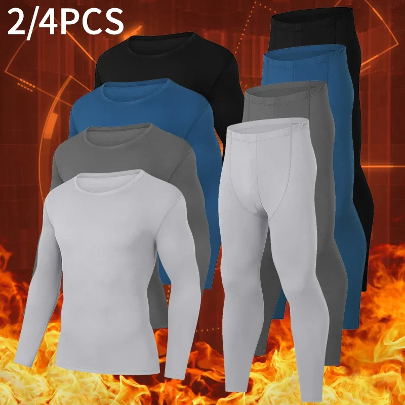 

2/4 Piece Men's And Teenagers' Thermal Underwear Set Simple And Fashionable Long Sleeve Bottoming Shirt Elastic Waist Trousers P