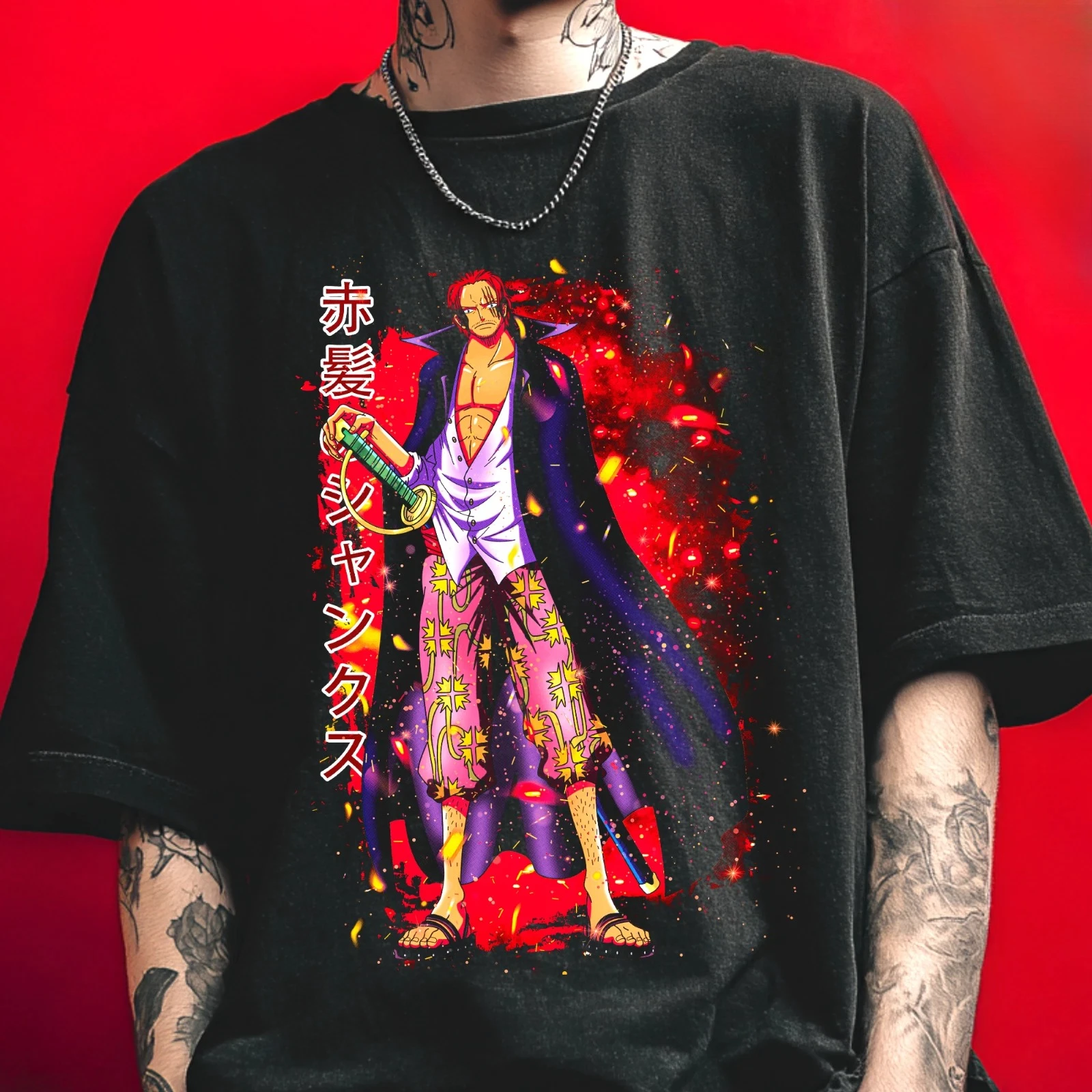 NEW Anime One Piece Red Hair Shanks Graphic T Shirt  2026 Summer Luffy Zoro Sanji Graphic Print Streetwear Casual Y2k Tops
