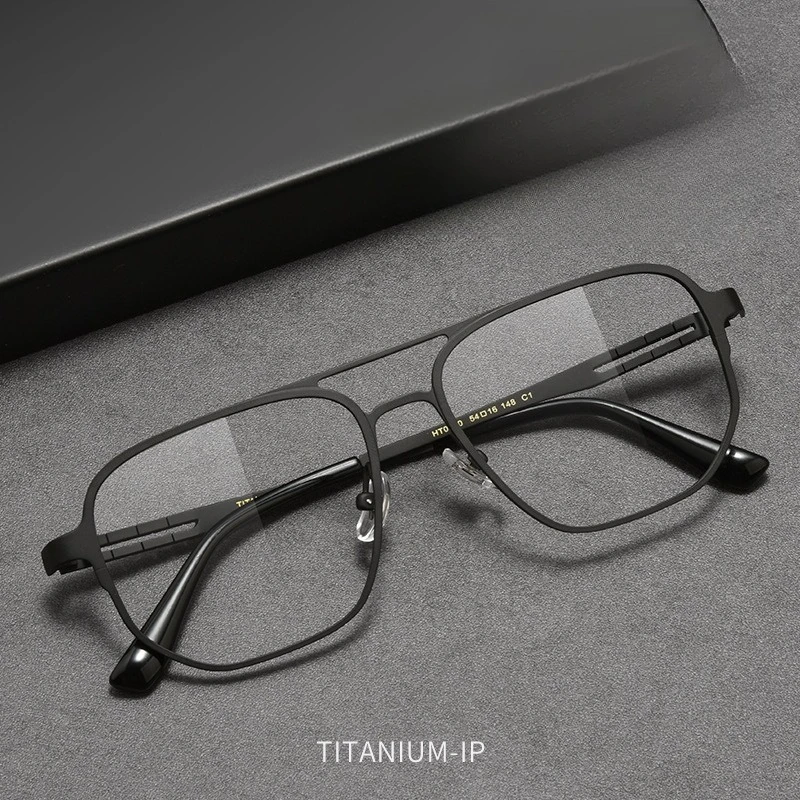 

54-16-148 retro Double Beam Men's Large Frame Glasses High Quality Ultra Light Pure Titanium Myopia Glasses