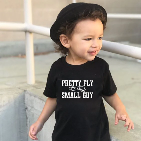 

Pretty Fly for A Small Guy Summer Funny Kids Tshirt Casual Letter Shirts Children Short Sleeve Tee Shirt Boy Girl Cute Tops