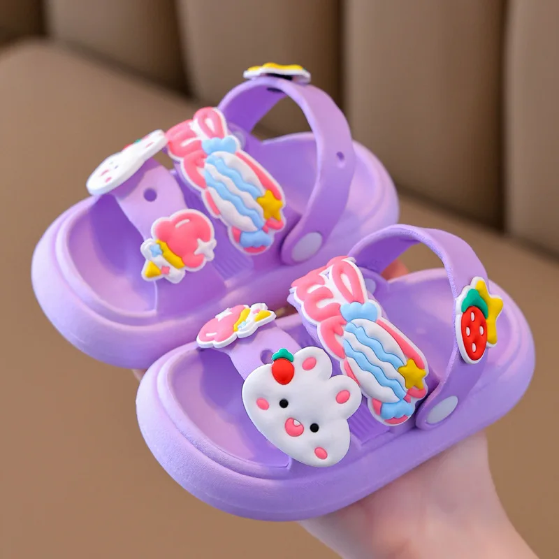 New Children Garden Shoes Simple Cute Rabbit Beach Sandals Babies Summer Slippers Soft Kids Outdoor Slippers Flip Shoes