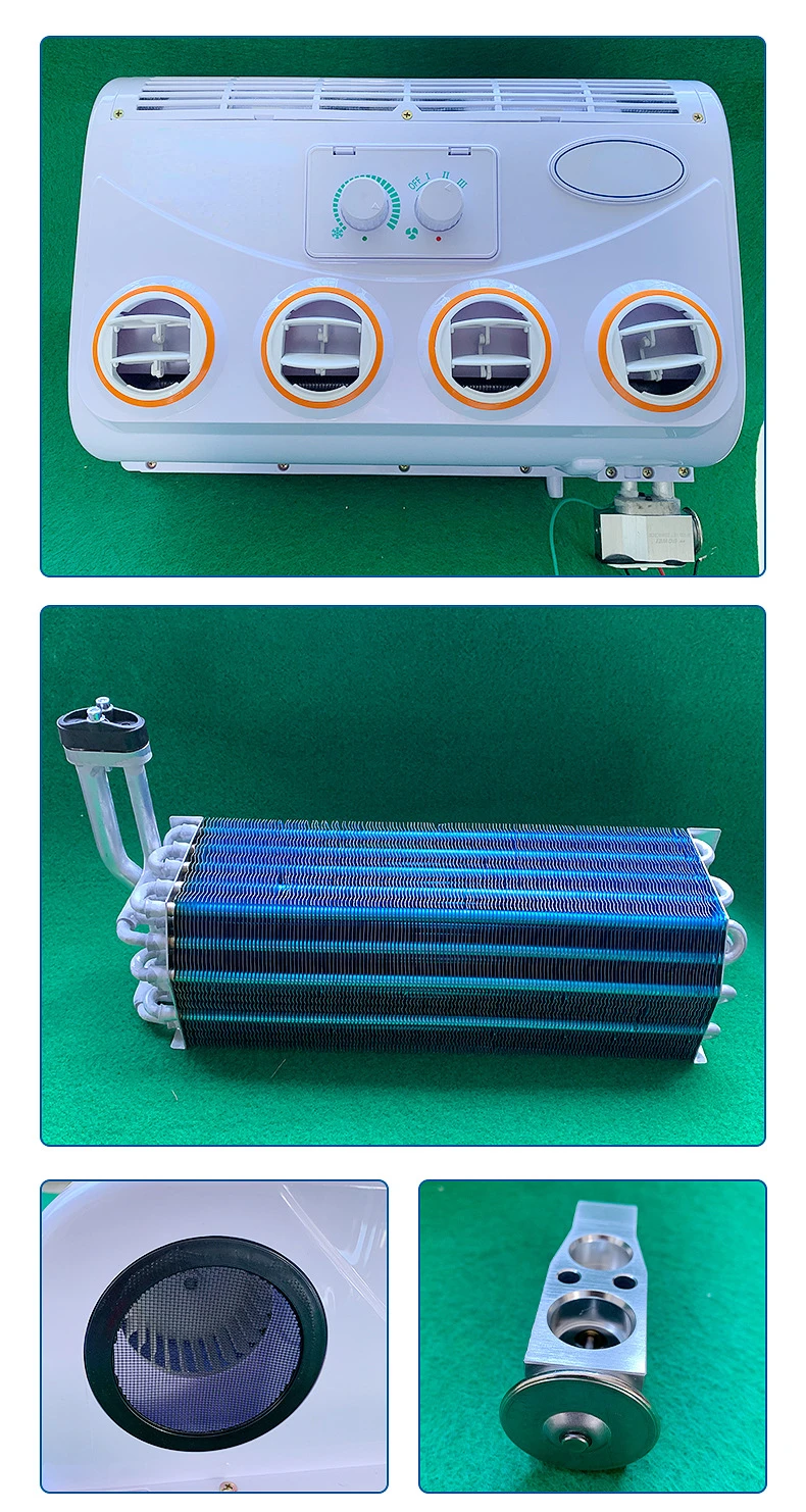Dla przyczepy kempingowej ciężarówki samochodowej 96W 12V 360 ° klimatyzator parownik akcesoria samochodowe 24V DC klimatyzacja samochodowa