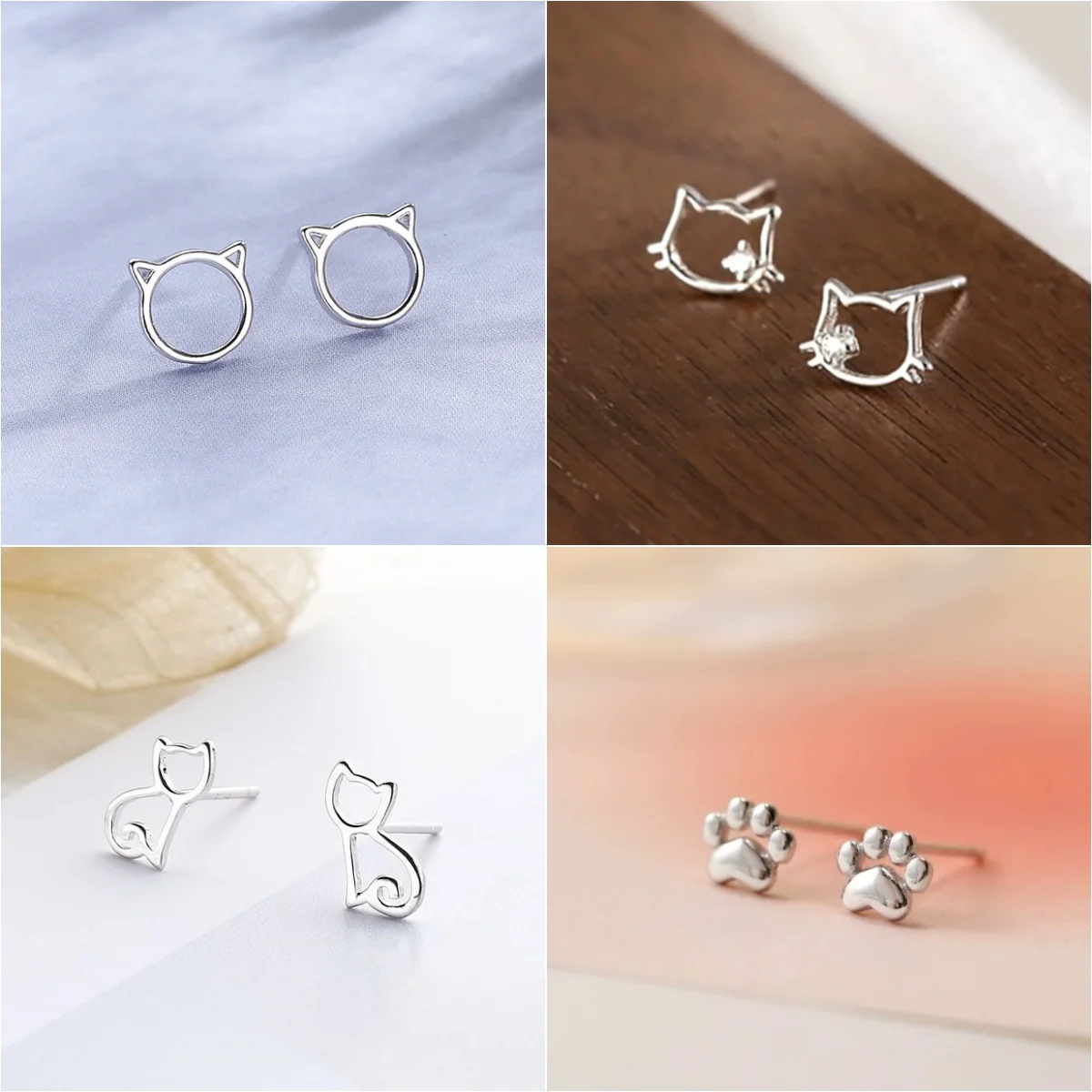 Neue Mode schöne Katze Ohrringe für Frauen aushöhlen Design minimalist ischen Tier Ohr stecker mit glänzenden Aussage Schmuck Geschenke