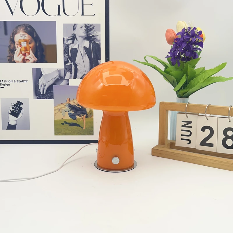 

Simple Style Mushroom Bedside Glass Night Light for Bedroom Living Room and Hotel Decoration Environment Lighting