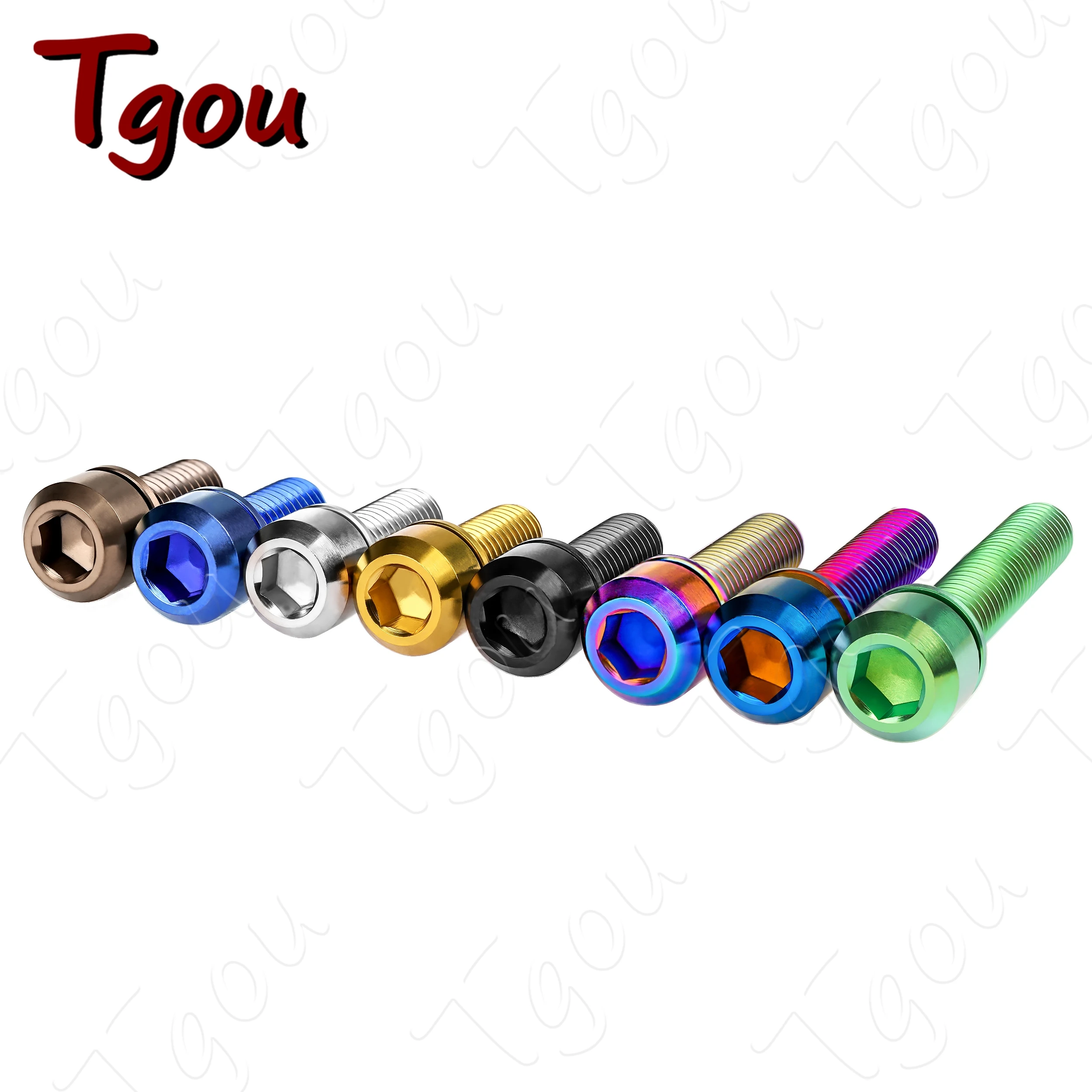 Tgou Titanium Bolt M6x16/18/20/25/30/35mm Hex Head with Washer Screw for Bicycle Disc Brake Stem Clamp
