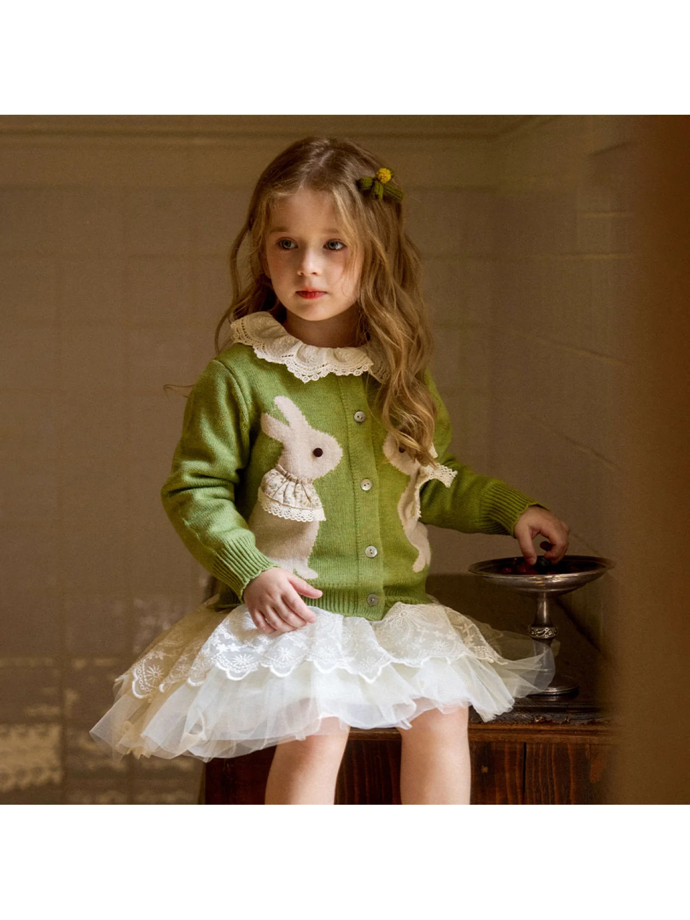 Knitted Jacquard Cardigan Jacket for Girls, Autumn Clothing for Kids, Knitted Cardigan for Baby Girls, Spring and Autumn Tops