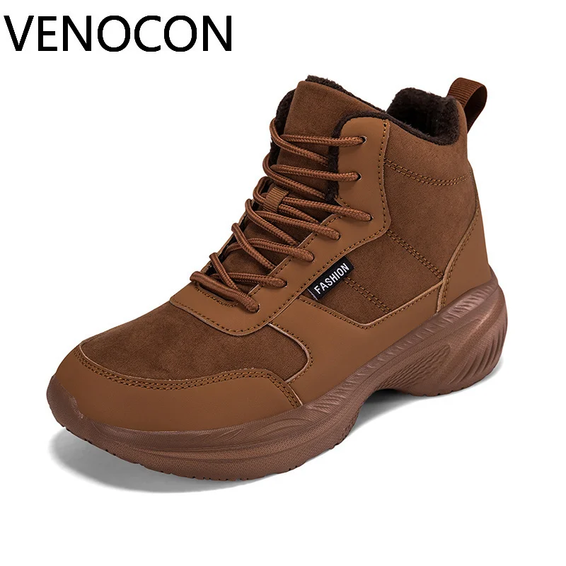 VENOCON Wide Ball Round Toe Box Shape Nose Synthetic Leather Fit High Top Winter Snow Sneakers Shoes Boots For Men Man Woman