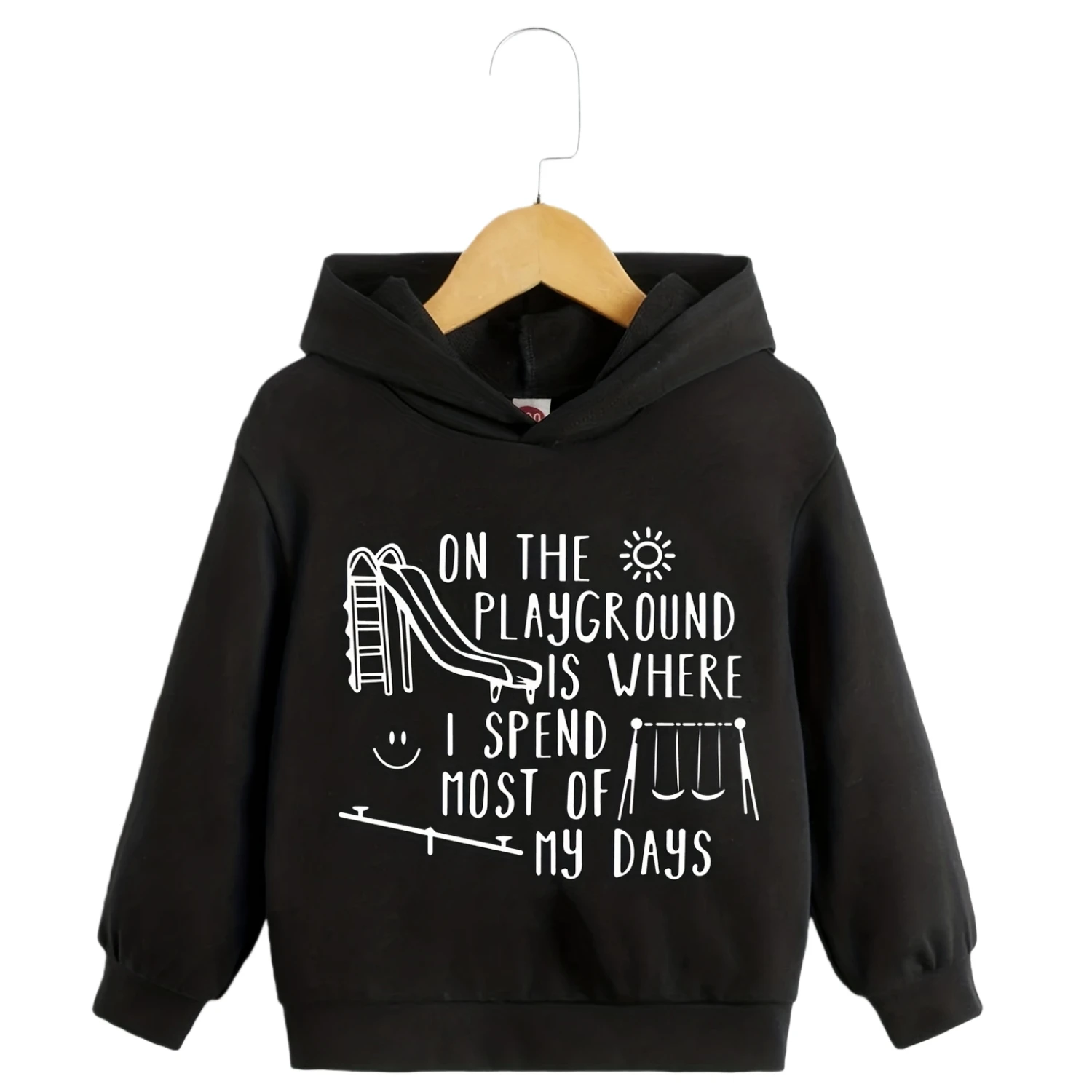 

Модный парк развлечений и буквенный принт, детская повседневная спортивная одежда с капюшоном и длинными рукавами