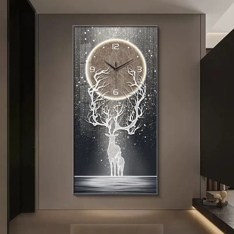 Luxury Wall Clock Reloj De Pared Designer Furniture Entrance Decoration Painting Wall Clock Background Wall Mural Modern Elegant