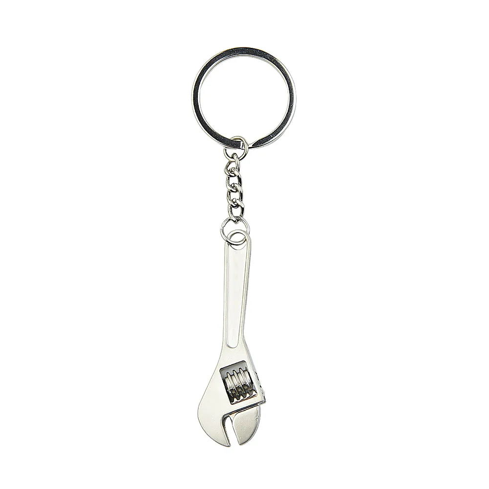 1pc Silver Keychain 11.7CM Car Metal Wrench Style Key Chain Creative Fashion Silver Compact Keychain Fashionable Cool Key Rings