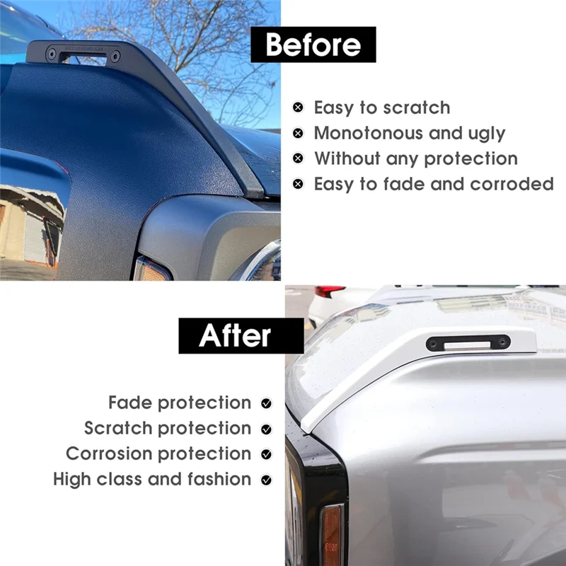 Reliable-Car Hood Trail Sight Cover Decoration Hood Hinge Cover Trim For Ford Bronco 2021-2024 Exterior Accessories White